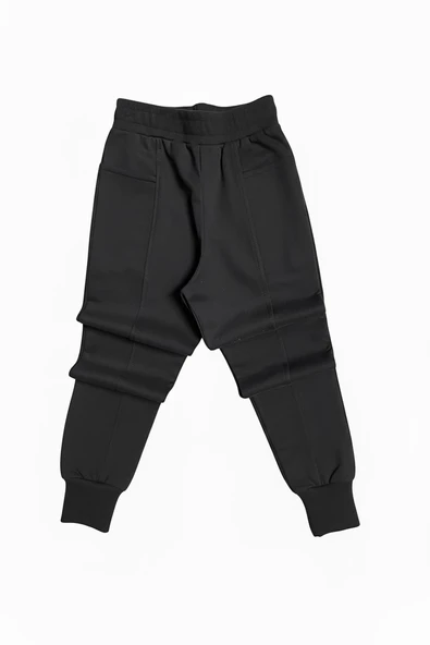 Yazı Detaylı Tarz Siyah Renk Kız Çocuk Takım - Resim 4