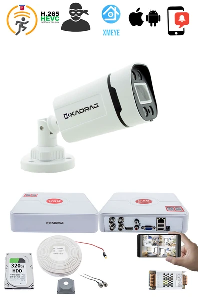 1 Kameralı Güvenlik Kamerası Seti - Gece Renkli 5MP Sony SecuLensli 1080P Full HD AHD, 4 Warm LED, Colorvu - Plastik Kasa - Resim 2