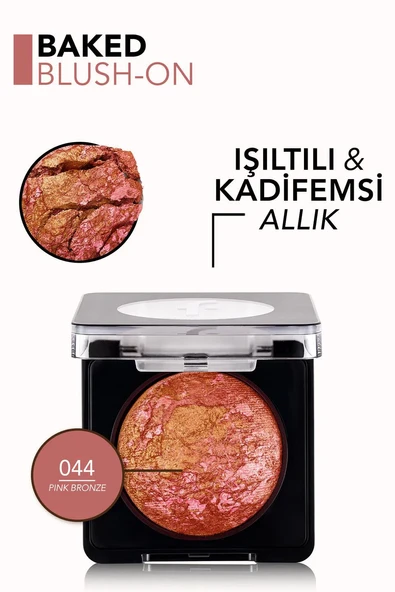 Flormar Baked Blush-On Yüksek Pigmentli & Doğal Işıltılı Fırınlanmış Allık 044 PINK BRONZE - Resim 3