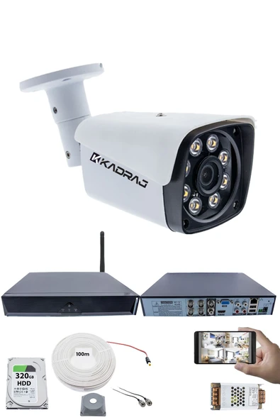 1 Kameralı Güvenlik Seti - 5MP Sony SecuLens, 1080P Full HD AHD, Gece Renkli Görüş, 8 Ultra Warm LED, 5MP DVR + WiFi Adaptörü, V1 ürün görseli