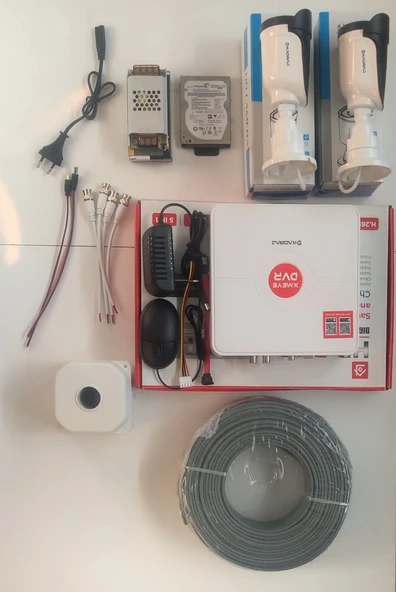 2 Kameralı Güvenlik Kamera Seti - Ekstra Uzun Mesafeli Güçlü, 5MP Sony Lens, 70m Dayanıklı Kablolama, 6 Atom LED, 320GB H.D.D - 2