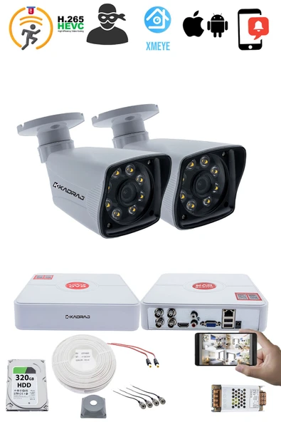2 Kameralı Set 5MP Sony SecuLensli 1080p Full HD 8 Ultra Warm Led AHD Güvenlik Kamerası - Gece Renkli, Colorvu Teknolojisi, Plastik Kasa - 2