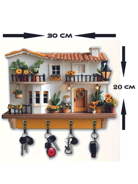 2D Dekoratif Ahşap Anahtar Askılığı Modern Ve Şirin Görünümlü Anahtarlık (20 x 30 CM) - Resim 4