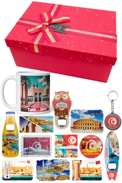Tunus Hediye Kutusu 10 Parça Kupa Magnet Anahtarlık Kutu - Resim 5