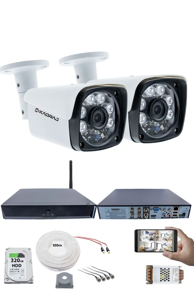 2 Kameralı Güvenlik Seti - 5MP Sony SecuLens, 6 Atom LED, Gece Görüşlü, 1080P Full HD AHD, 5MP DVR + WiFi Adaptörü, V1 ürün görseli