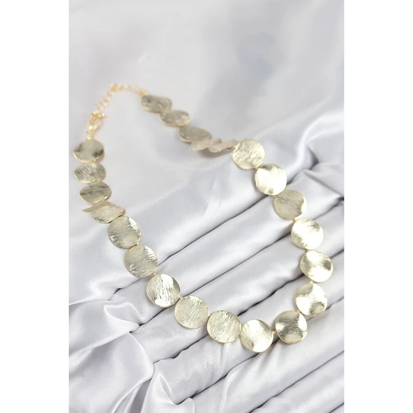 Pirinç Sıralı Para Model Gold Renk Kadın Kolye Vice-5353 - 2