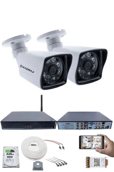 2 Kameralı Güvenlik Seti - 5MP Sony SecuLens, 1080P Full HD AHD, 6 Atom LED, Gece Görüşlü, 5MP DVR + WiFi Adaptörü, V1 ürün görseli