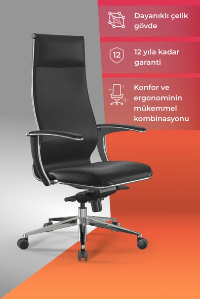 Metta Samurai Ergonomik Koltuk | Bel Destekli, Tekerlekli, Yükseklik Ayarlı, Deri Makam Koltuğu -2D7.4.1.61 ürün görseli 1