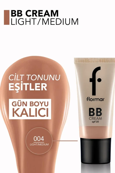 Flormar Hafif Yapılı & Yarı Parlak Bitişli SPF20 Nemlendirici BB Krem 004 LIGHT/MEDIUM - 3