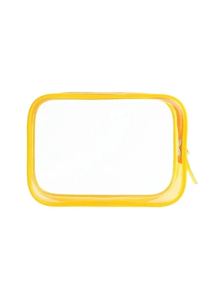 Sarı Stil Kadın Makyaj Çantası Kılıf Yaz Pvc Temizle Makyaj Seyahat Fermuarlı Çanta