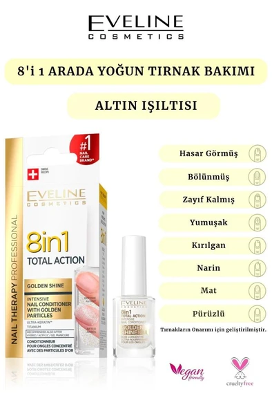 Eveline Cosmetics 8 İn 1 Arada Total Bakım Altın Işıltısı Tırnak Bakımı
