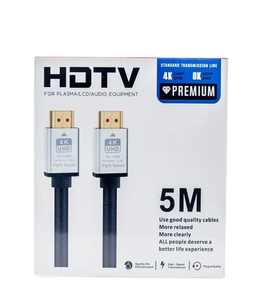 5m HDMI Kablosu | 4K@60Hz, 8K  Destekli | Altın Kaplama Konektör | Dayanıklı PVC Kaplama - 1