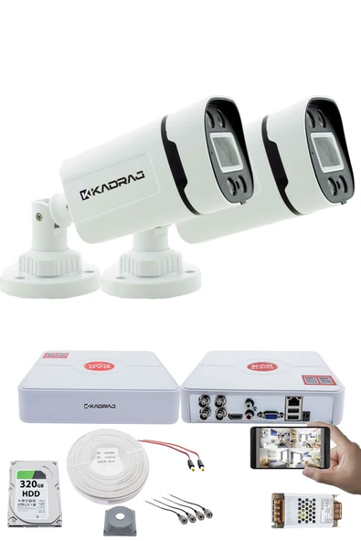 2 Kameralı Set - Gece Renkli 5MP Sony SecuLensli 1080p Full HD AHD, 4 Warm LED, Colorvu - Plastik Kasa