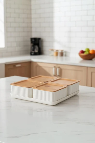 Atbyhome Valverdi - 4'lü 9 Parça Plastik Kahvaltılık Kahvaltı Seti Sunum Seti - Resim 2