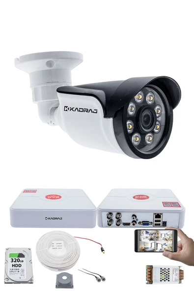1 Kameralı Set - 5MP Sony SecuLensli 1080p AHD, 8 Warm LED, Colorvu Gece Renkli Görüş, Full HD