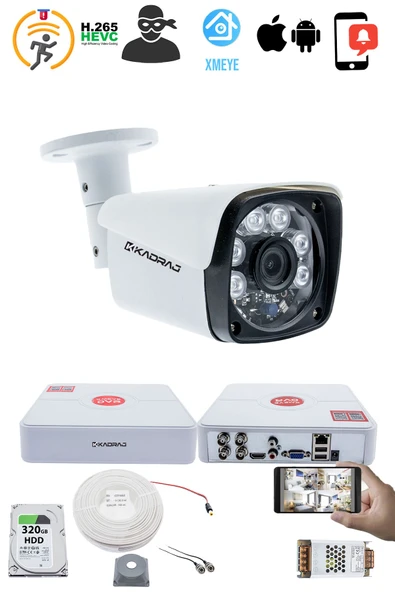 1 Kameralı Güvenlik Kamerası Seti - 5MP Sony SecuLens, 6 Atom LED, 1080P Full HD AHD, Gece Görüşlü, Metal Kasa - Resim 2