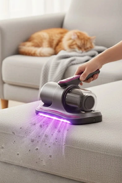 Glr G-168 Güçlü Akar Temizleyici  UV Işınlı El Tipi Yatak ve Koltuk Hijyen Süpürgesi | 100W, 12V Lityum Bataryalı - Resim 6