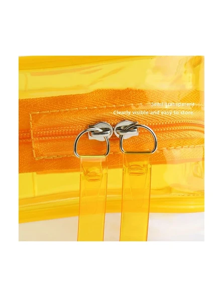 Sarı Stil Kadın Makyaj Çantası Kılıf Yaz Pvc Temizle Makyaj Seyahat Fermuarlı Çanta - 3