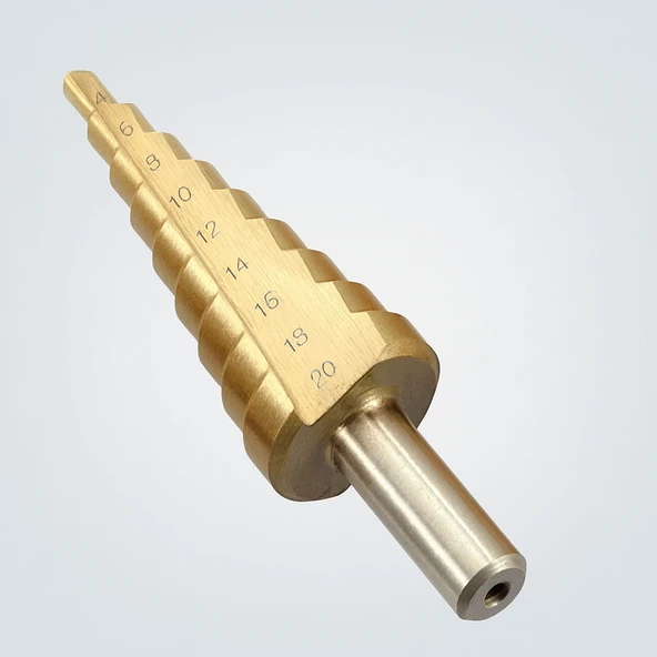 Kademeli Matkap Ucu 4 20 mm Titanyum Kaplama Metal Sac Delme Spiral Uç Seti Konik Basamaklı Çelik ürün görseli