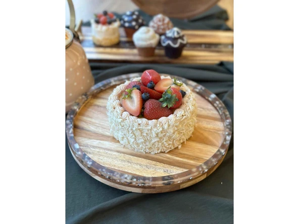 Akasya Yuvarlak Dönen Servis Sunum 30CM - Resim 3