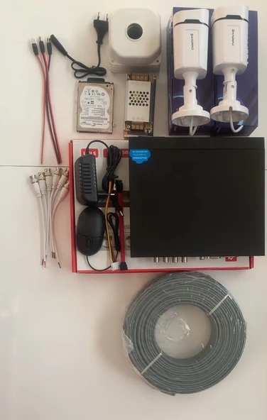 2 Kameralı Güvenlik Kamera Seti - 5MP Sony SecuLens, 1080p Full HD AHD, 4 Warm LED, Gece Renkli, 5MP DVR + WiFi Adaptörü, V2 - Resim 2