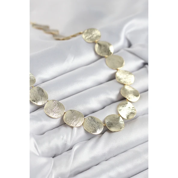 Pirinç Sıralı Para Model Gold Renk Kadın Kolye Vice-5353