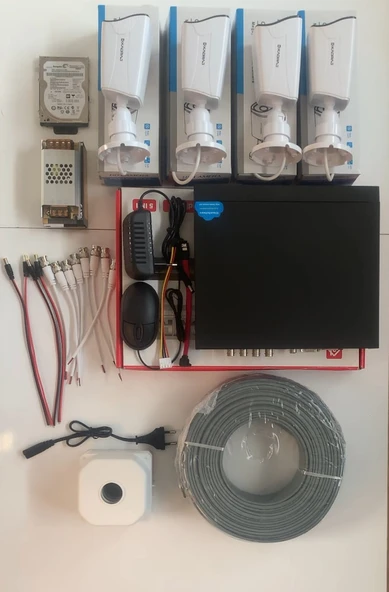 4 Kamera Seti - 5MP Sony SecuLens, 1080P Full HD AHD Güvenlik Kamerası, Gece Görüşü, 6 Atom LED, Su Geçirmez, Kolay Montaj, V1 - Resim 3