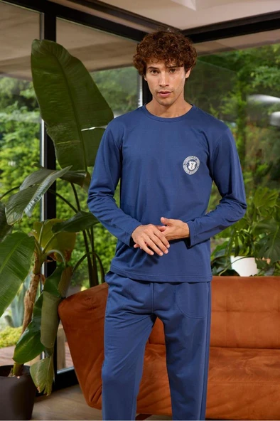 Kly 8052 Uzun Kol Sıfır Yaka Erkek Pijama Takım ürün görseli