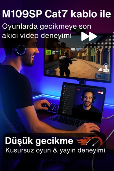 MN6 M109SP Cat7 Kablo 2 Metre/10 Gbps'e kadar-Örgülü ve folyo ekranlama/2 Metre Cat7 Ethernet Kablosu - 2