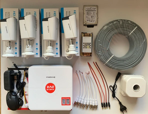 4 Kameralı Set Kadraj 5MP Sony SecuLensli 1080P Full HD AHD 6 ATOM LED Güvenlik Kamerası Seti - Metal Aluminyum Kasa, Su Geçirmez - Resim 3