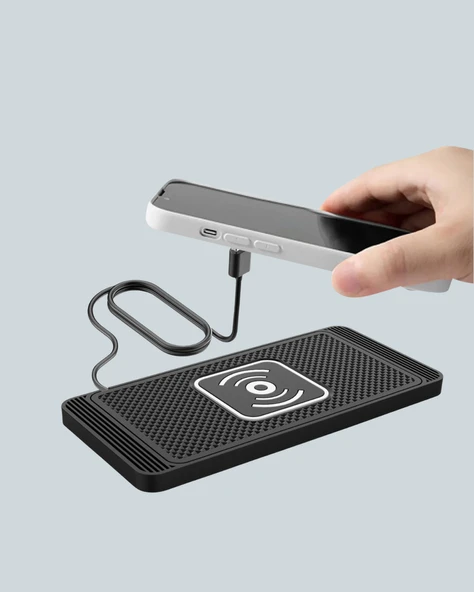 Kaymaz Manyetik Kablosuz Şarj Pedi – Araç, Ofis ve Ev Kullanımına Uygun - Resim 2