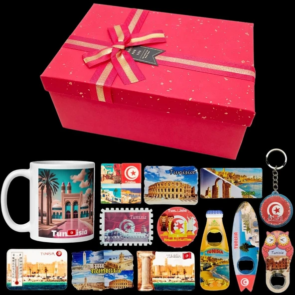 Tunus Hediye Kutusu 10 Parça Kupa Magnet Anahtarlık Kutu - Resim 2