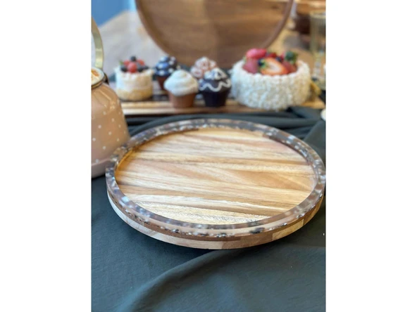 Akasya Yuvarlak Dönen Servis Sunum 30CM - Resim 5