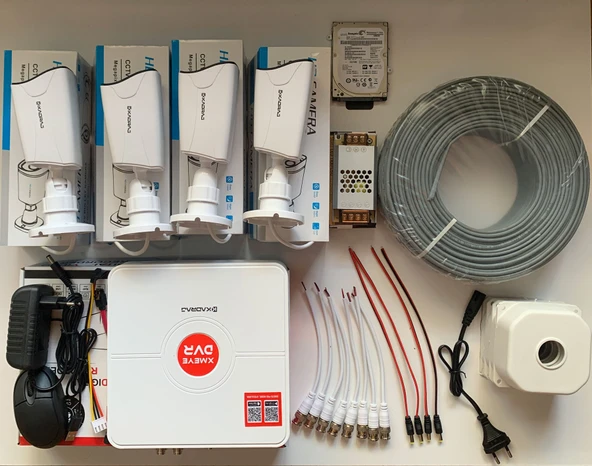 4 Kameralı Set  5MP Sony SecuLensli 1080P Full HD AHD Güvenlik Kamerası Seti - Gece Görüş, 6 Atom LED, Su Geçirmez, Kolay Montaj - Resim 3