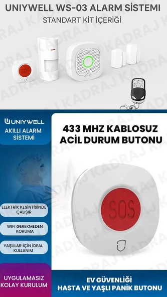 UNIYWELL WS-03 Kablosuz Ev Alarm Sistemi | CE Sertifikalı | Priz Tipi Ana Ünite | ürün görseli