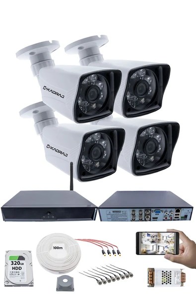 4 Kamera Seti - 5MP Sony SecuLens, 1080P Full HD AHD Güvenlik Kamerası, Gece Görüşü, 6 Atom LED, Su Geçirmez, Kolay Montaj, V1 ürün görseli