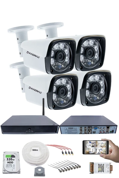 4 Kamera Güvenlik Seti - 5MP Sony SecuLens, 1080P Full HD AHD, 6 ATOM LED, Su Geçirmez, Metal Aluminyum Kasa, V1