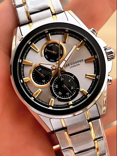 Lee Cooper Premium Nişan Ve Damatlara Özel 2 Yıl Garantili 5 Atm Erkek Kol Saati+Bileklik E08249.230 - Resim 4