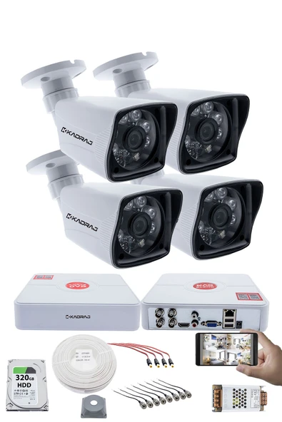 4 Kameralı Set  5MP Sony SecuLensli 1080P Full HD AHD Güvenlik Kamerası Seti - Gece Görüş, 6 Atom LED, Su Geçirmez, Kolay Montaj ürün görseli