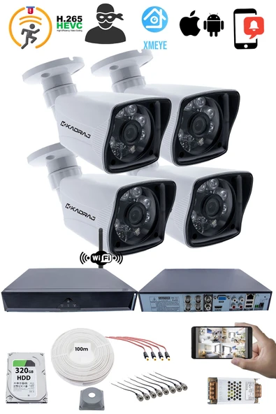 4 Kamera Seti - 5MP Sony SecuLens, 1080P Full HD AHD Güvenlik Kamerası, Gece Görüşü, 6 Atom LED, Su Geçirmez, Kolay Montaj, V1 - Resim 2