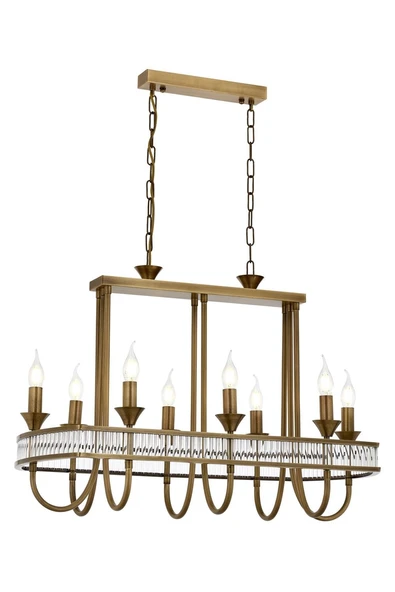 AVONNI AV-60378-8E-YM Eskitme Kaplama Avize E14 Metal Kristal 80x40cm ürün görseli 1