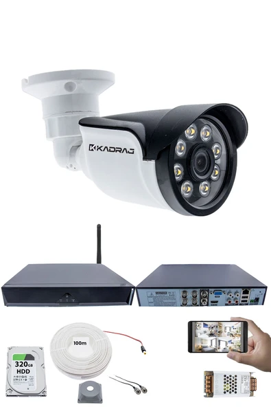 1 Kameralı Güvenlik Seti - 5MP Sony SecuLens, 1080p AHD, 8 Warm LED, Gece Renkli Görüş, Full HD, 5MP DVR + WiFi Adaptörü, V1 ürün görseli