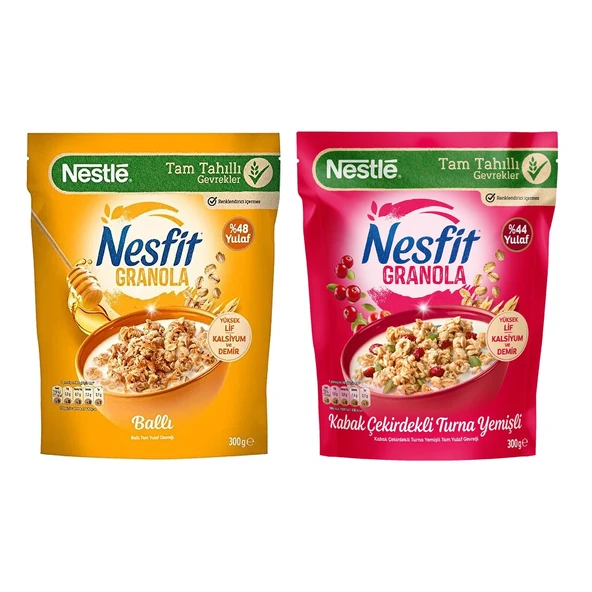 Nestle Nesfit Granola Ballı ve Kabak Çekirdekli Turna Yemişli 300 gr 2 li Paket ürün görseli 1