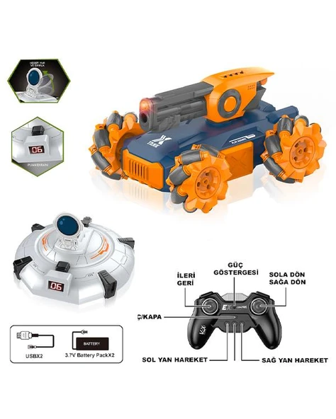 Vardem Uzaktan Kumandalı Full Fonksiyon Şarjlı 2.4GHz Ufo Avcısı Akrobatik Tank Turuncu 666804 - Resim 2
