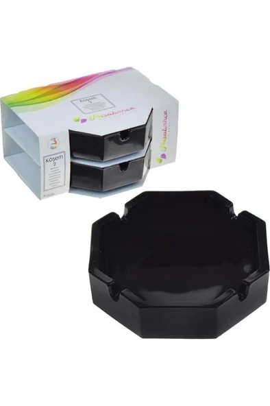 54076 Cam 2li Köşem Siyah Küllük Kül Tablası ürün görseli 1