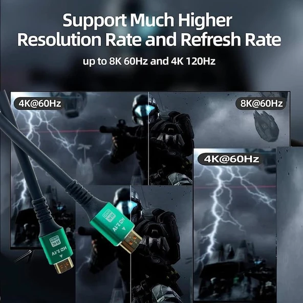 PrimeX PX-H8K01 Fully 1.5m 8K Hdmi Kablo, HDR V2.1 ARC Hdmi Kablo, V2.1 Kablo HDMI - 6