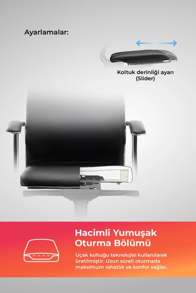 Metta Samurai Ergonomik Koltuk | Bel Destekli, Tekerlekli, Yükseklik Ayarlı, Deri Makam Koltuğu -2D7.4.1.61 - Resim 4