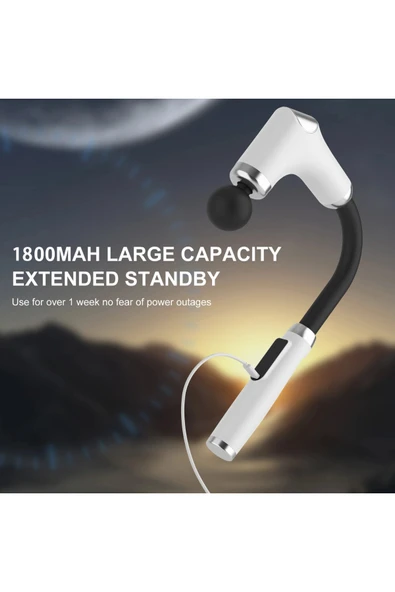 Glr FH-318 Beyaz Uzun Saplı Masaj Tabancası 6 Hızlı Profesyonel Perküsyon Kas Masajı | 4 Başlıklı - 8