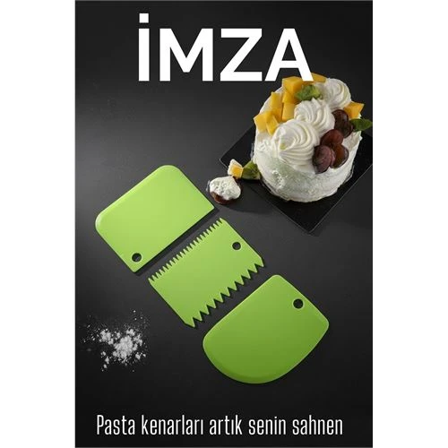 3’lü Dekoratif Şekillendirme Aparatı Hamur Pasta Kesici Kazıma  (Düz, Dişli, Kavisli) ürün görseli 1