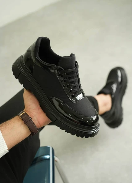 KB-X201 Kuback Kömür Rugan Paraşüt Günlük Erkek Ayakkabı - Resim 2